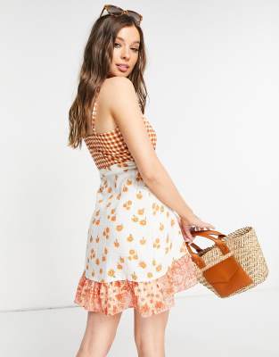 asos gingham floral dress