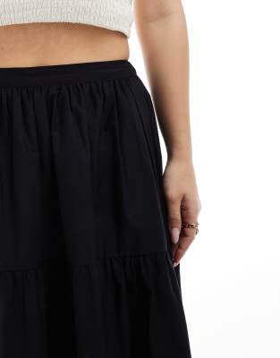 Asos Design Tiered Boho Maxi Skirt In Black
