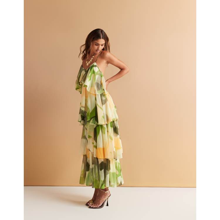 トップス Organdy tiered cami dress (Navy flower) Organdy tiered cami dress (Navy flower) – POPPY