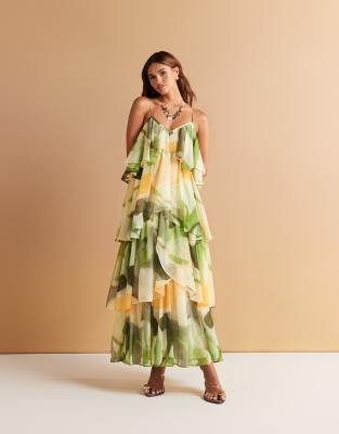 ASOS DESIGN tiered cami layered maxi dress in floral print | ASOS