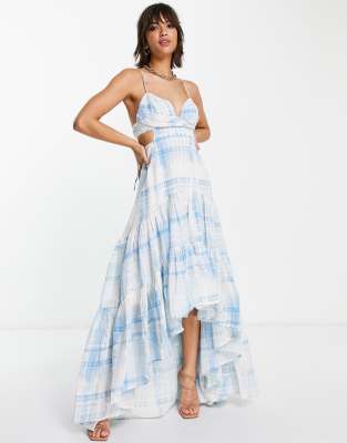 blue check maxi dress