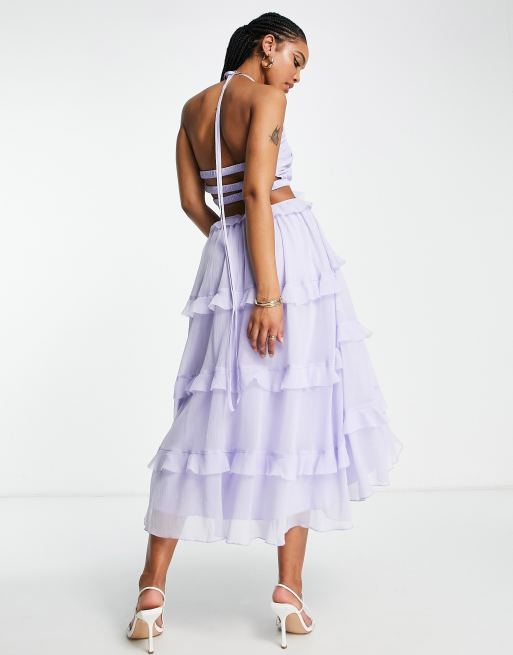 white christmas dresses Cecilia Lilac Midi Dress – Maison Safiyaa USA main image 1