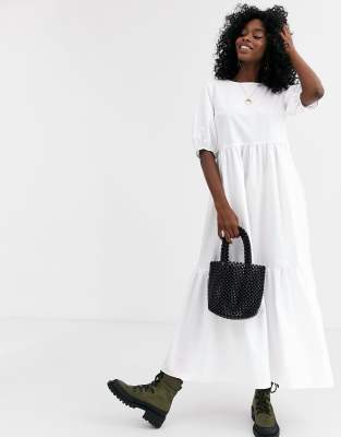 tiered cotton midi dress