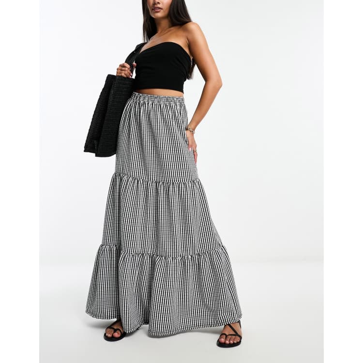 Gingham hotsell skirt long