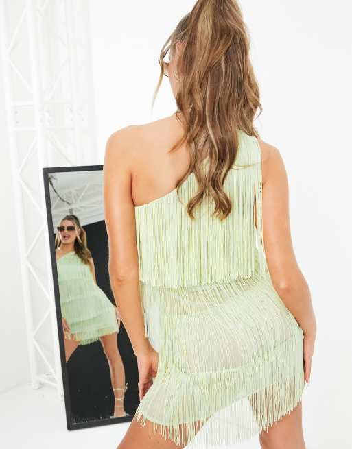 Lime green fringe clearance dress