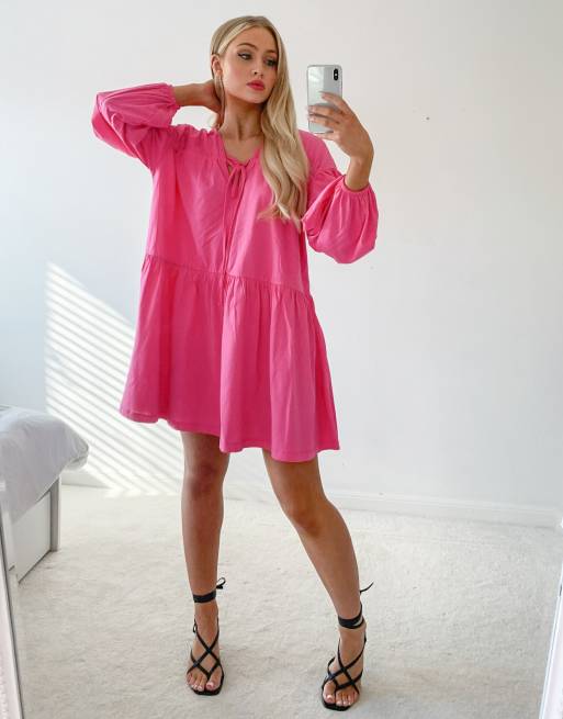 Asos pink smock on sale dress