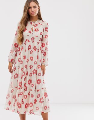 long sleeve maxi smock dress