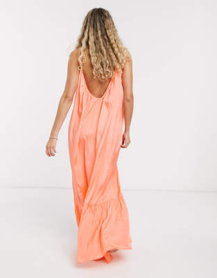 coral orange maxi dress