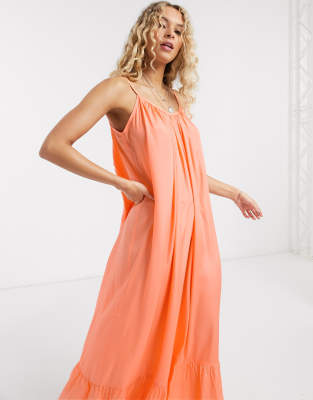 coral pink maxi dress