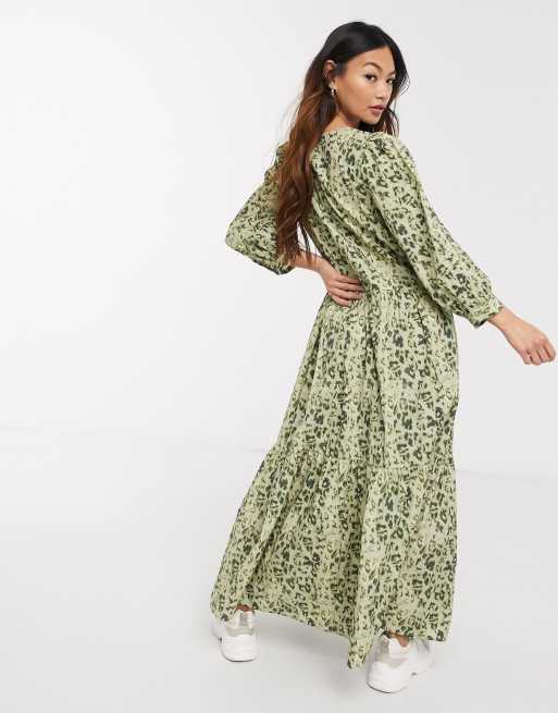 Green leopard print outlet dress asos