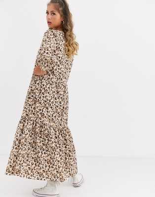 animal print tiered dress