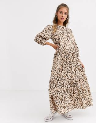 animal print tiered dress