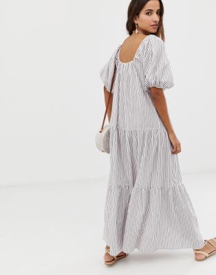 striped maxi dress with sleeves