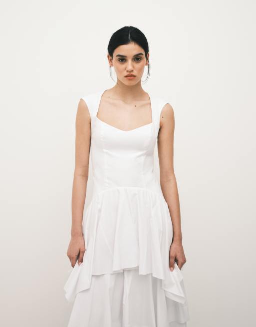ASOS DESIGN tiered maxi dress in white, 3 of 4