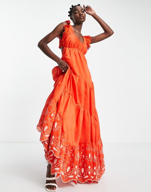 Asos orange maxi outlet dress