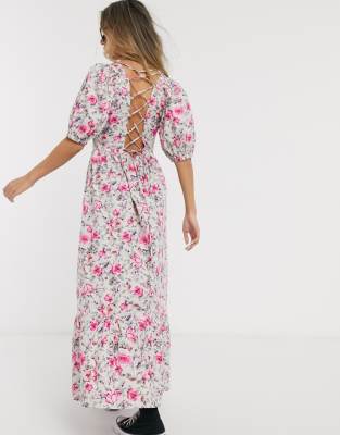 puff sleeve maxi dress