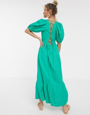 asos green backless dress
