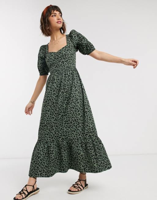 Green leopard best sale print dress asos