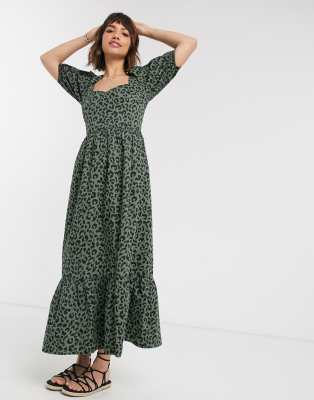 asos green animal print dress