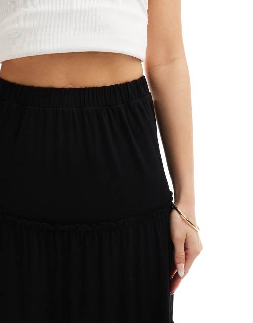 ASOS DESIGN tiered maxi skirt in black ASOS