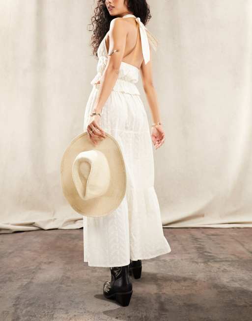 Tiered maxi shop skirt cream