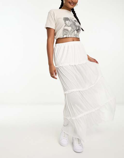 Asos white maxi clearance skirt