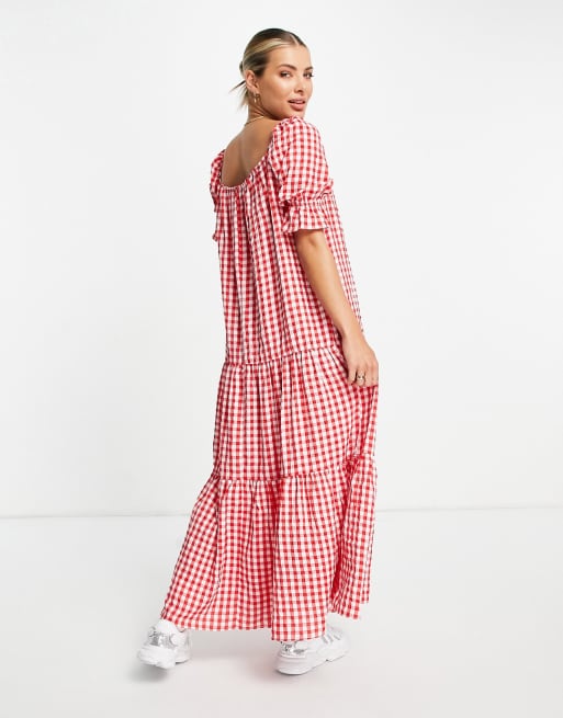 Asos red deals gingham dress