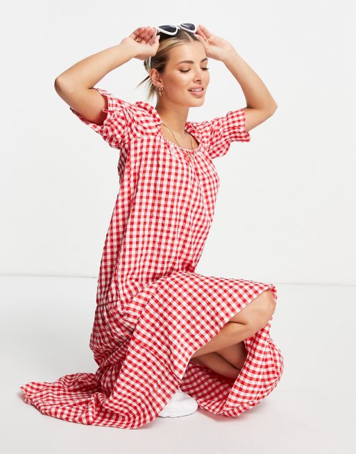 Asos red hot sale gingham dress