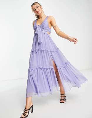 ASOS DESIGN ASOS DESIGN tiered midi dress in blue-Orange