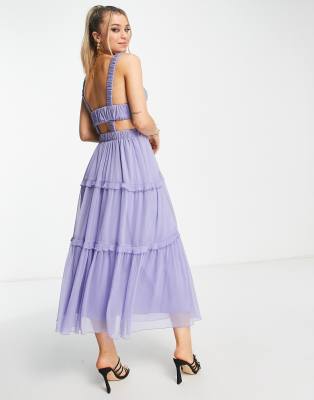 ASOS DESIGN tiered midi dress in blue | ASOS