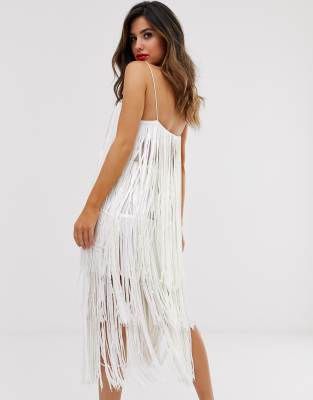 tiered sequin midi dress