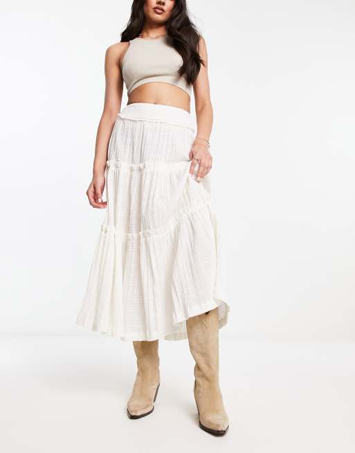 ASOS DESIGN tiered midi skirt in white ASOS