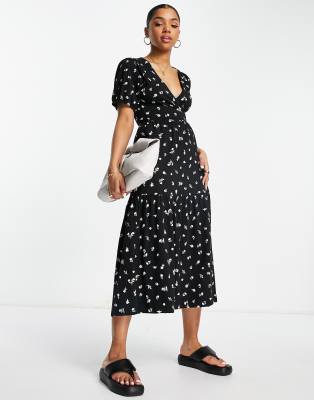 white christmas dresses Miss Selfridge faux leather long sleeve corset dress with puff sleeve – ASOS  Sample Sale main image 1