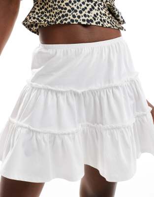 Asos Design Tiered Mini Rara Skirt In White