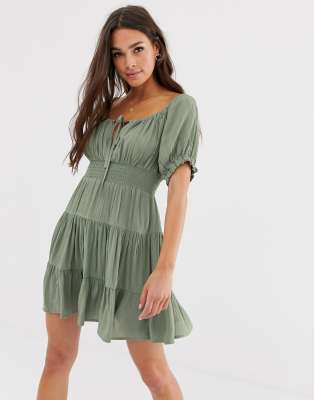 shirred skater dress