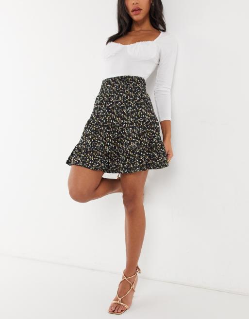 Floral mini skirt with buttons sale