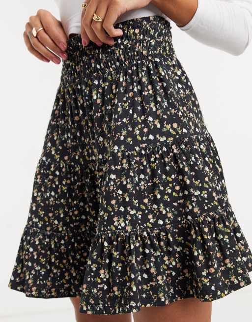 Floral tiered mini outlet skirt