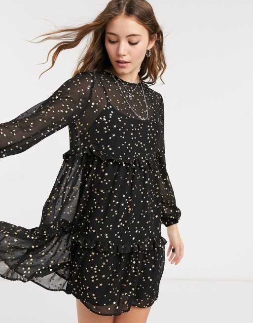 Dress with 2025 metallic stars