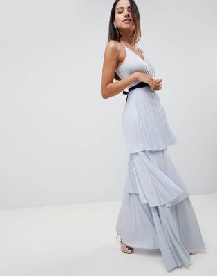pleated layered maxi dress