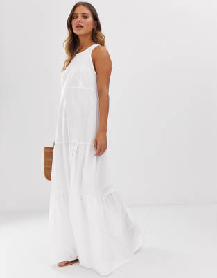 white smocked maxi dress