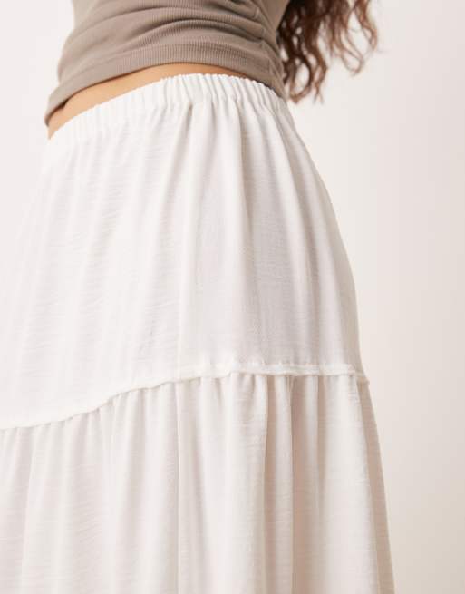 ASOS DESIGN tiered ruched detail co-ord maxi skirt in white ASOS