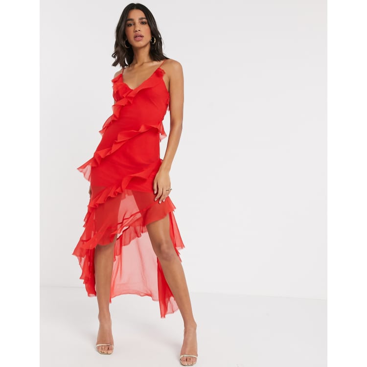 Red maxi hot sale dress asos