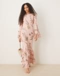 [ASOS DESIGN] ASOS DESIGN tiered ruffle long sleeve chiffon maxi dress in floral print-Multi 8 Floral print