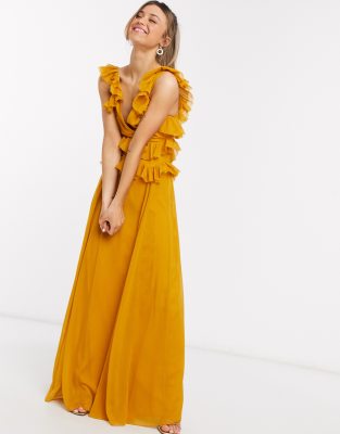 asos design yellow dress