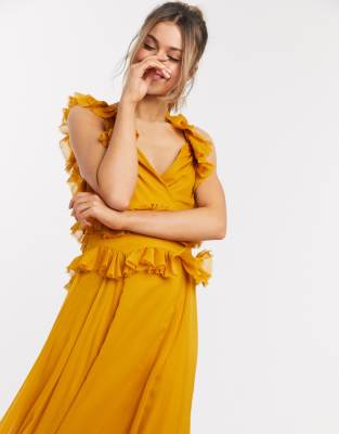 asos mustard dress