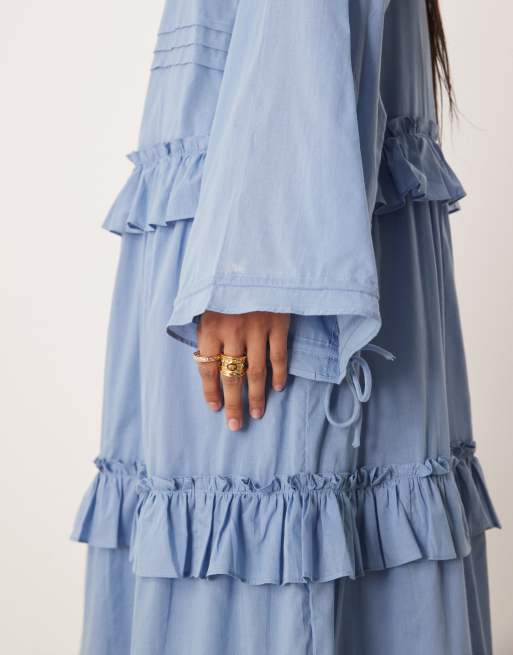 asos blue frill dress Rent Asos Luxe Ruffle Tulle Maxi Dress In Blue