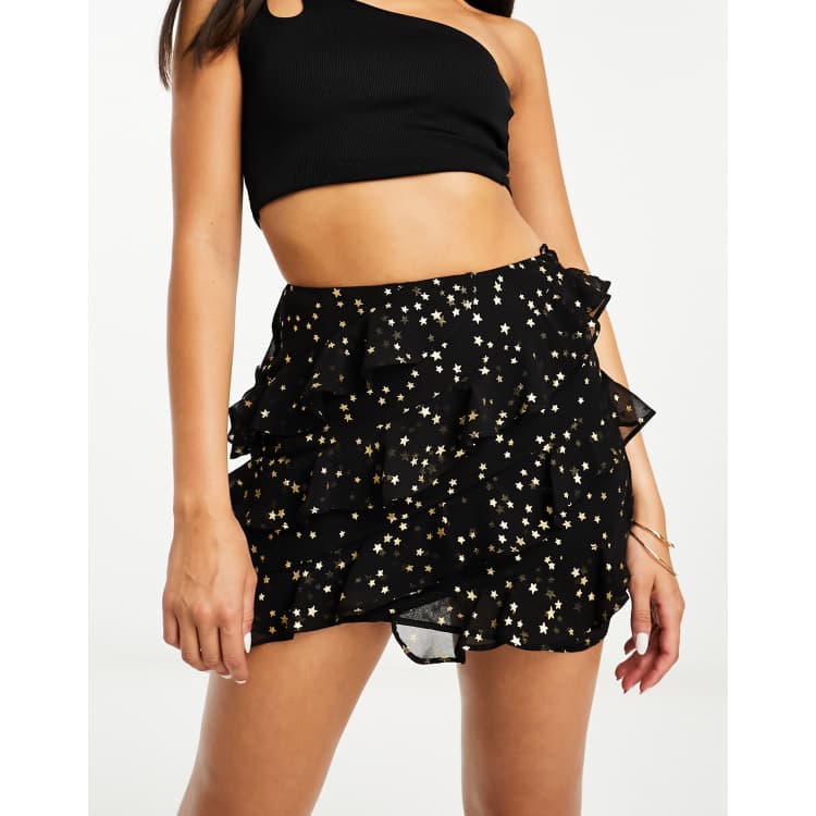 ASOS DESIGN tiered ruffle mini skirt in star print ASOS