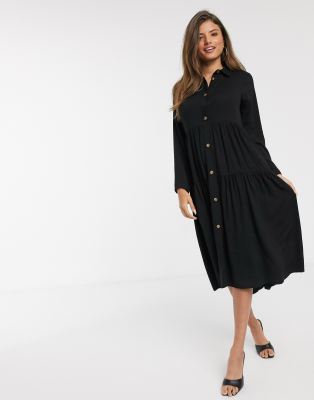 black knee length shirt dress