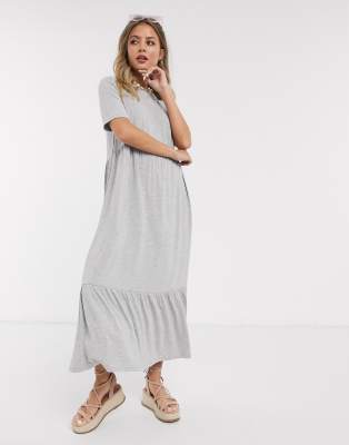 ASOS DESIGN tiered smock t-shirt midi 