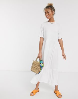 white layered smock dress